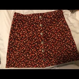 button down skirt floral suede/corduroy